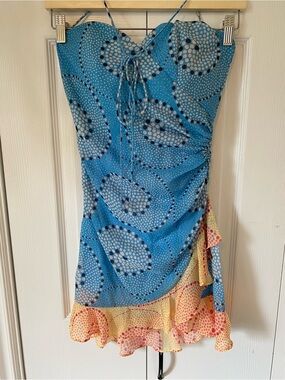 STAUD Naveah Dress in Shallow / Sunday Whirlpool print ruffle mini Size 00